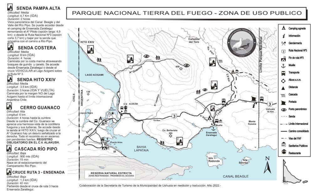 Tierra Del Fuego National Park Map Parque Nacional Tierra Del Fuego - Secretaria De Turismo Ushuaia